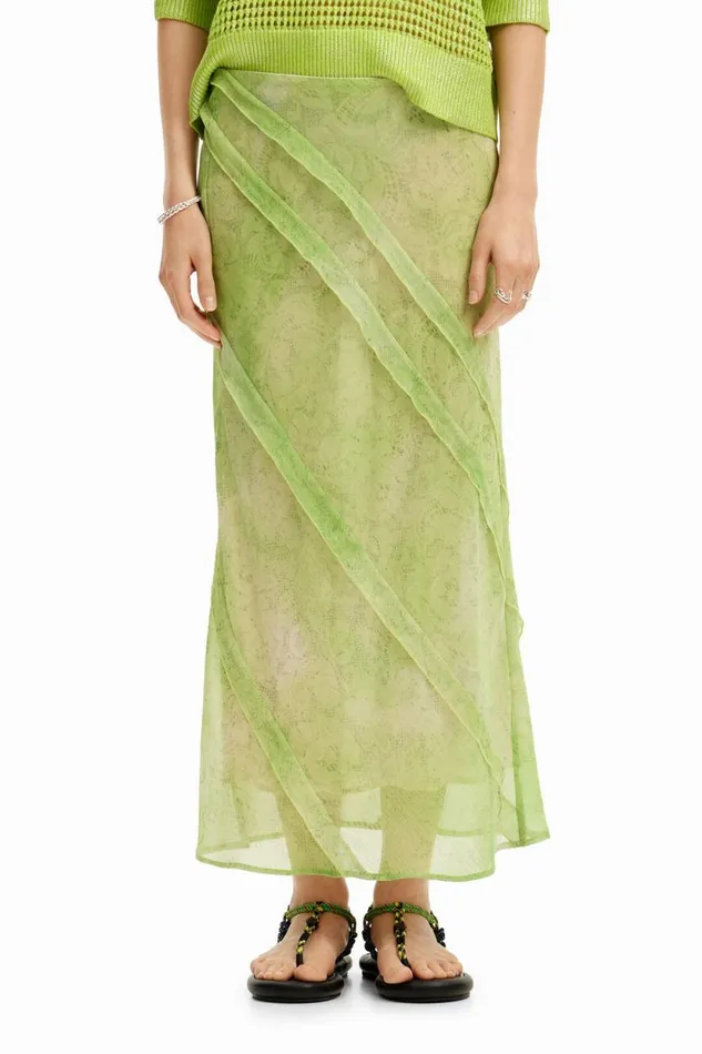 Skirts And Shorts Women Desigual Floral Lace Midi Skirt Green