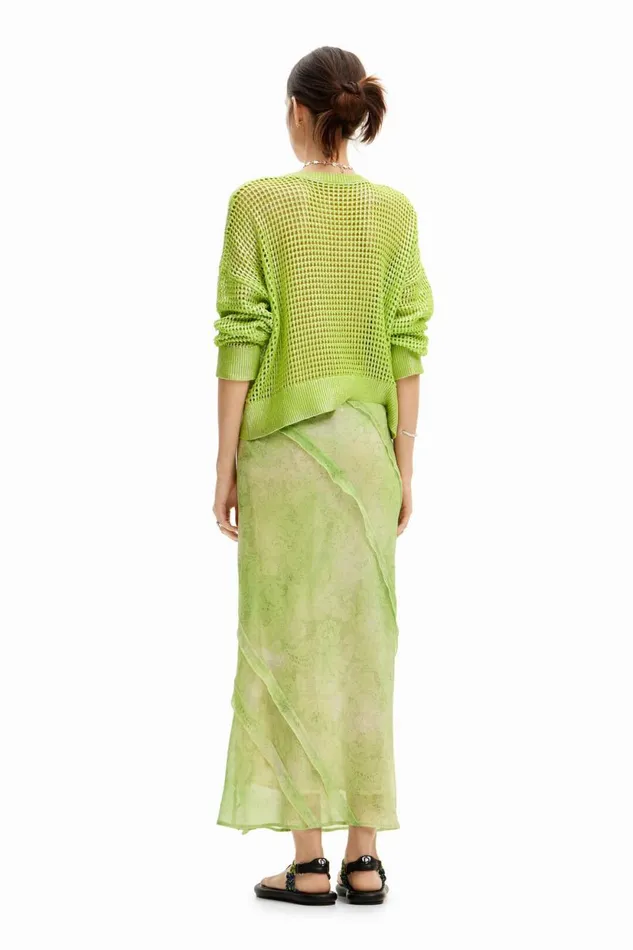 Skirts And Shorts Women Desigual Floral Lace Midi Skirt Green