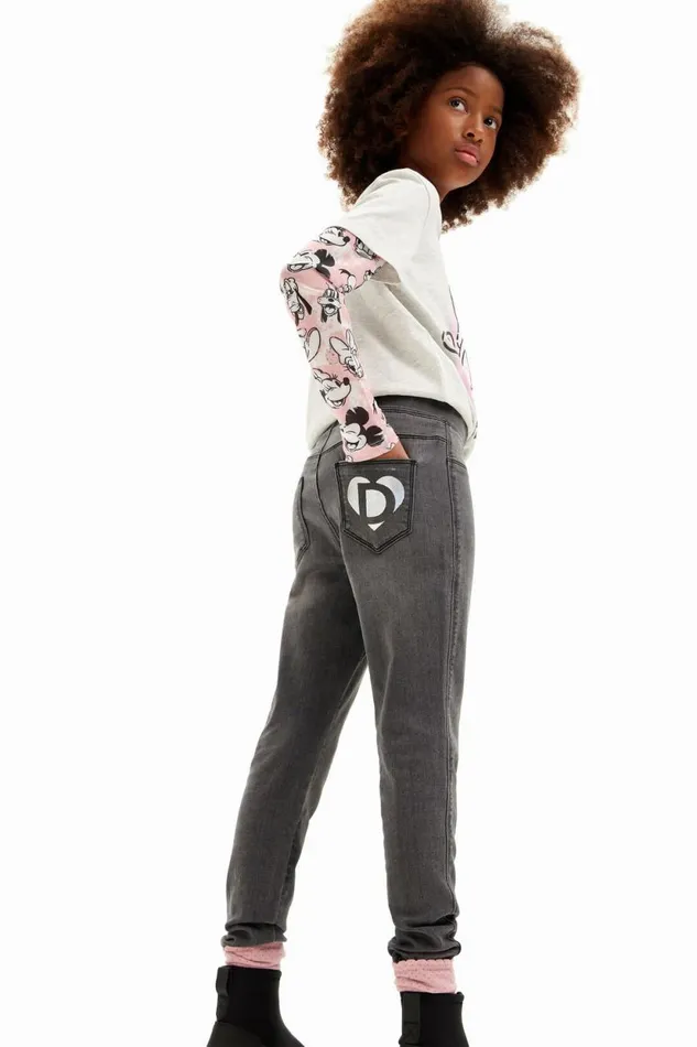 Skirts And Trousers Kids Desigual Stretch Denim Leggings Black