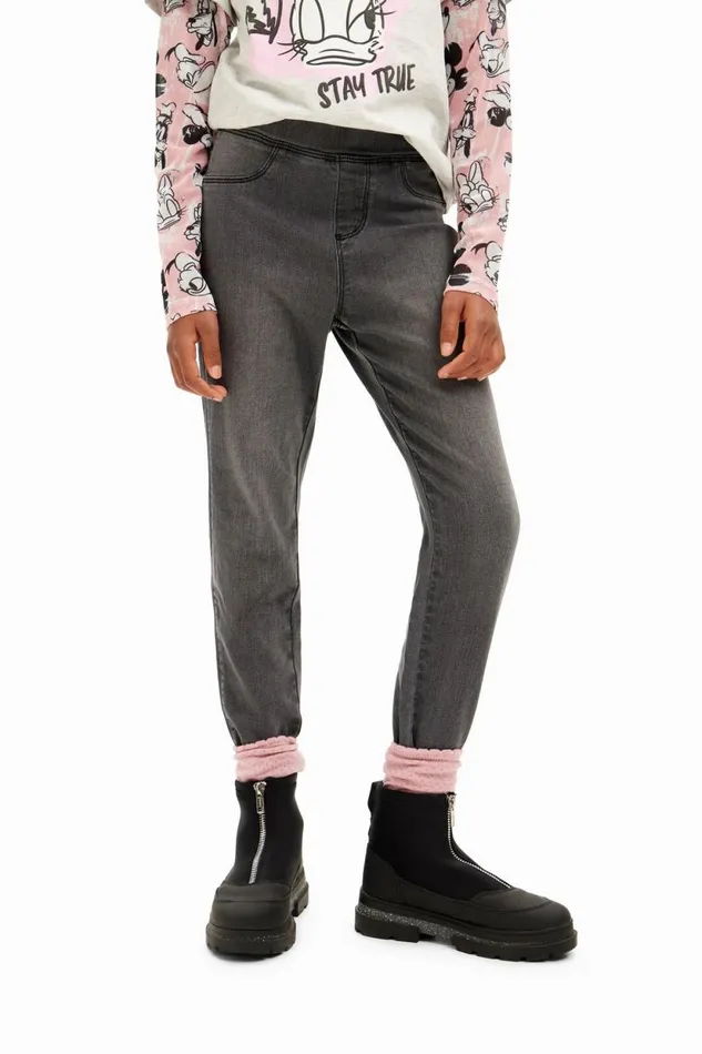 Skirts And Trousers Kids Desigual Stretch Denim Leggings Black