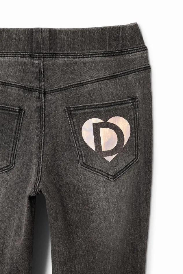 Skirts And Trousers Kids Desigual Stretch Denim Leggings Black