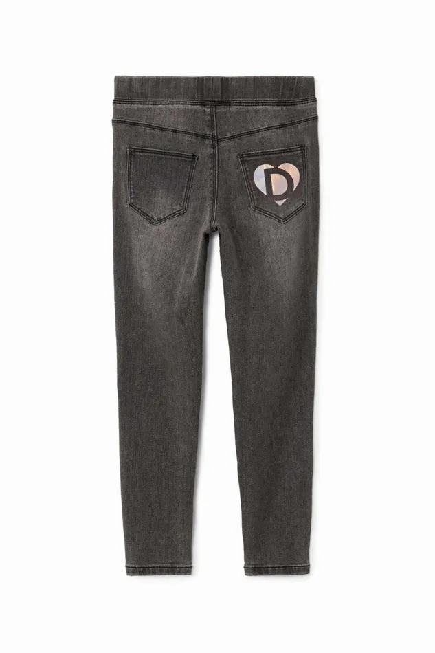 Skirts And Trousers Kids Desigual Stretch Denim Leggings Black