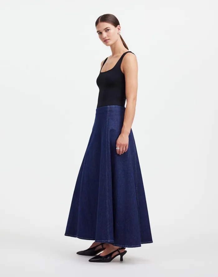 Skirts Women Madewell Alexa Chung For Madewell Denim Flare Midi Skirt In Pellson Wash Pellson Wash