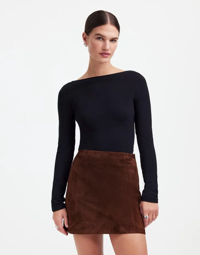 Skirts Women Madewell Alexa Chung For Madewell Suede Mini Skirt Dark Roast Suede
