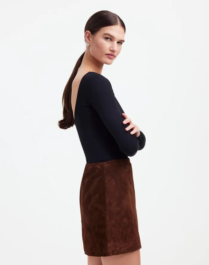 Skirts Women Madewell Alexa Chung For Madewell Suede Mini Skirt Dark Roast Suede