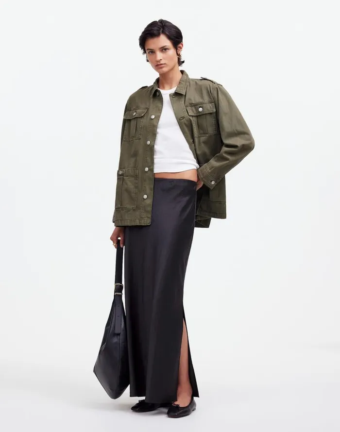Skirts Women Madewell Satin Maxi Slip Skirt True Black