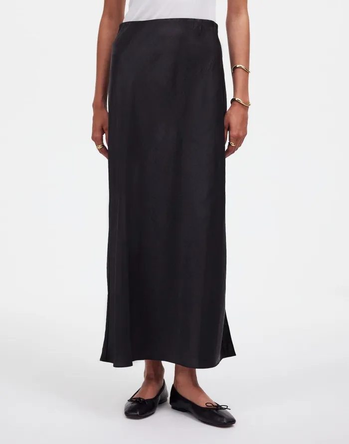 Skirts Women Madewell Satin Maxi Slip Skirt True Black