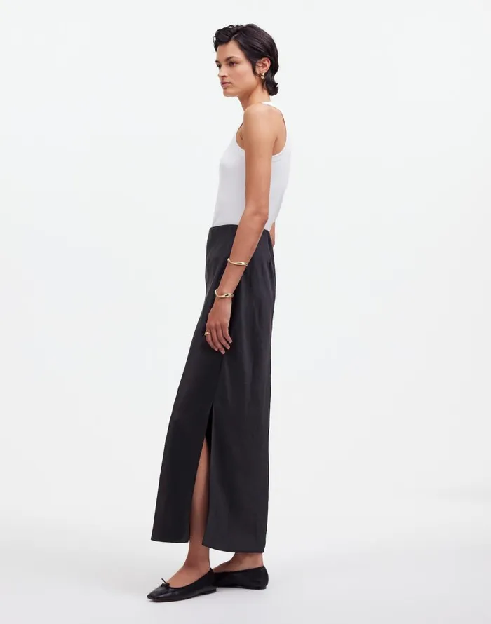 Skirts Women Madewell Satin Maxi Slip Skirt True Black