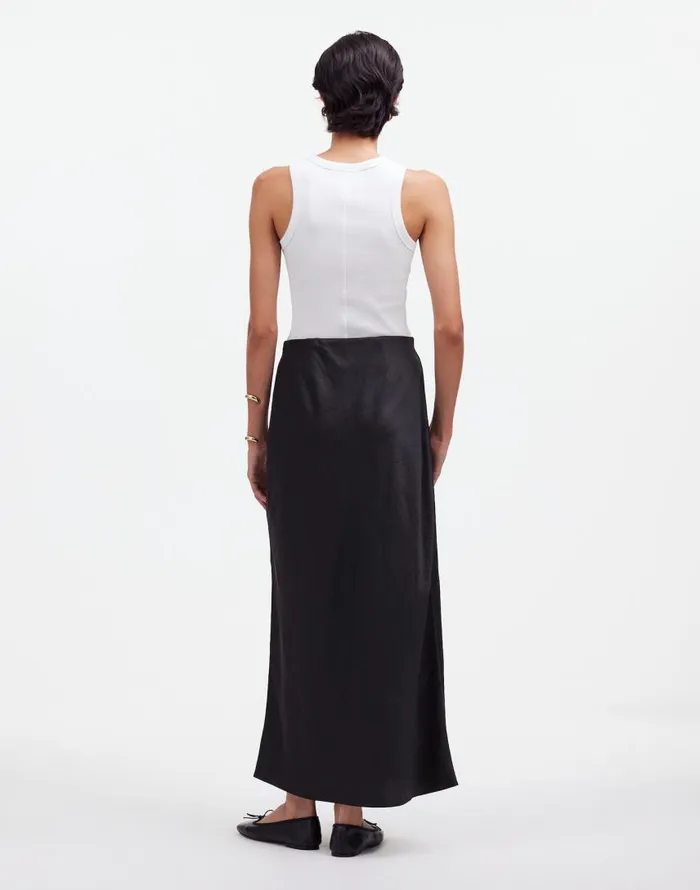 Skirts Women Madewell Satin Maxi Slip Skirt True Black
