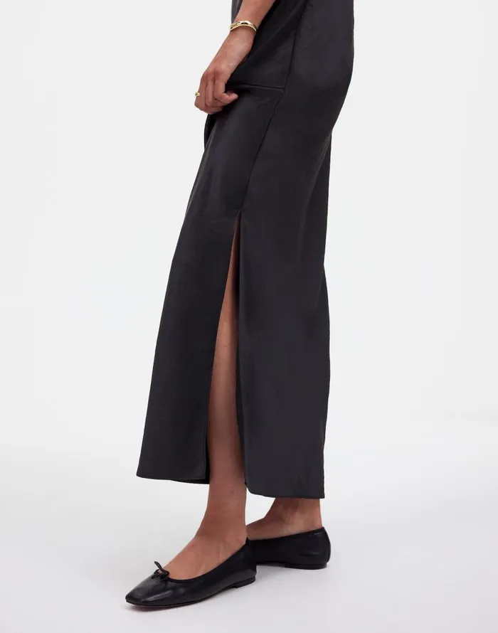 Skirts Women Madewell Satin Maxi Slip Skirt True Black