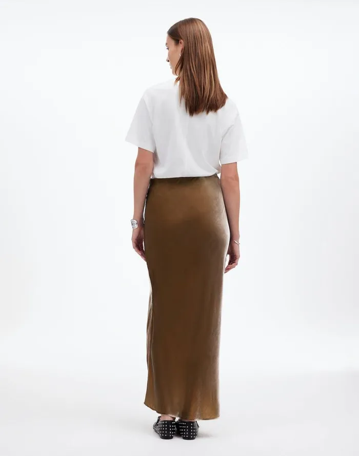 Skirts Women Madewell Velvet Maxi Slip Skirt Irridescent Grey