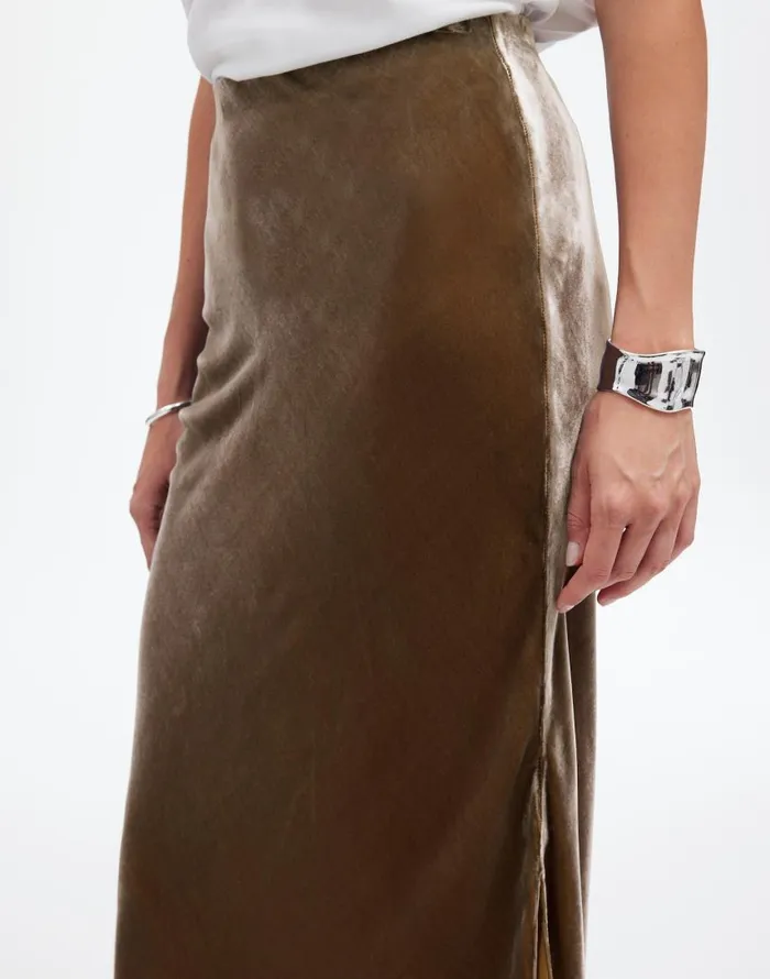 Skirts Women Madewell Velvet Maxi Slip Skirt Irridescent Grey