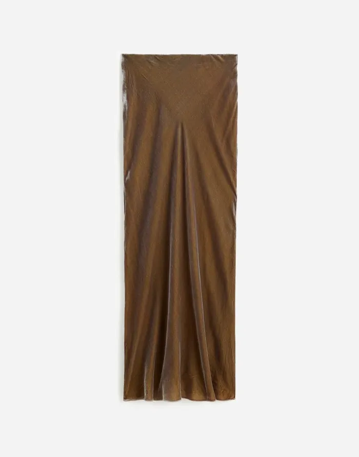 Skirts Women Madewell Velvet Maxi Slip Skirt Irridescent Grey