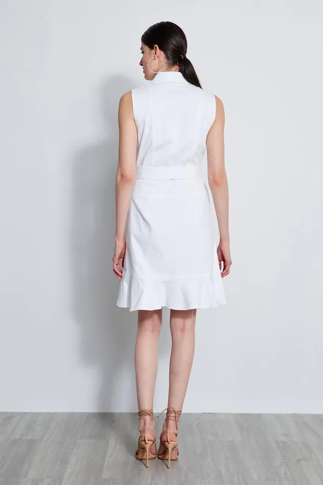 Sleeveless Dresses Women Elie Tahari Denim Fit and Flare Dress WHITE
