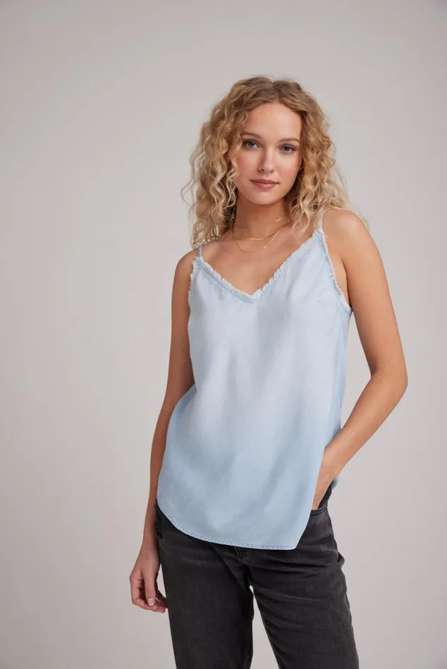 Sleeveless Women Bella Dahl Frayed Tencel Cami 8211 Sunbleach Wash