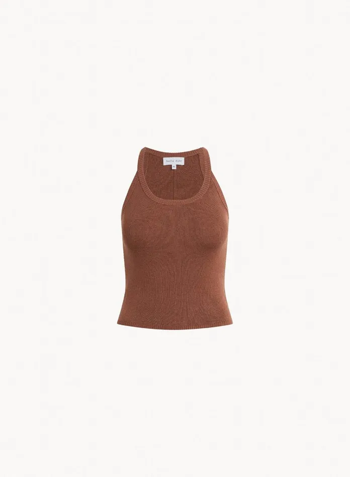 Sleeveless Women Bella Dahl Rounded Neck Linen Jersey Tank 8211 French Espresso