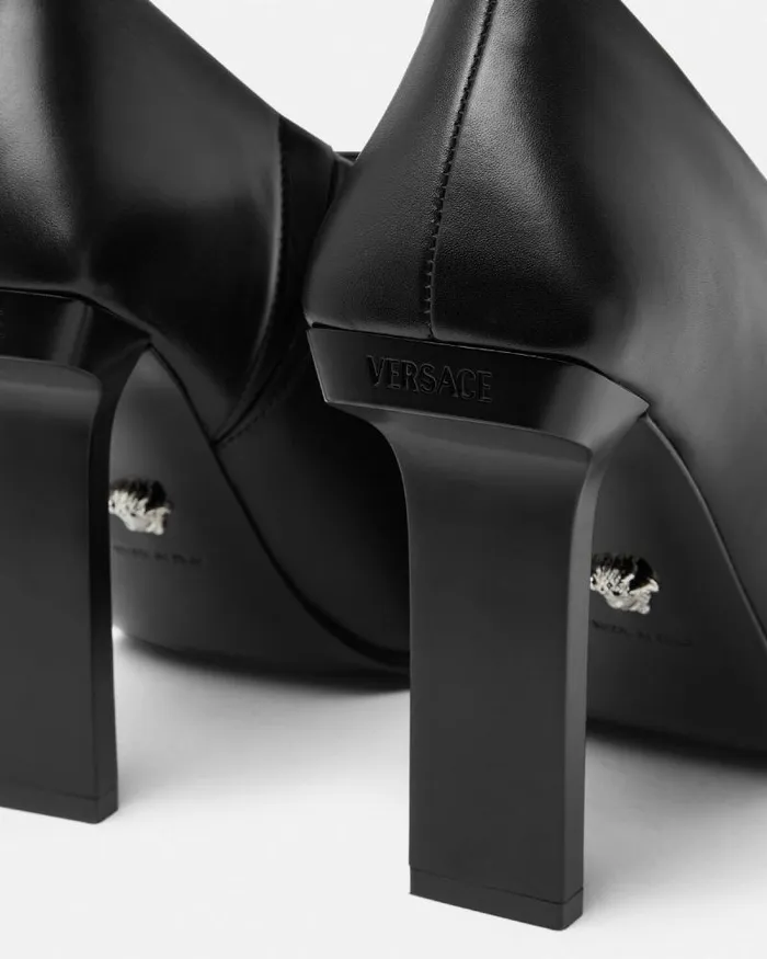 Slice Ankle Boots 105 Mm Blacksilver Women Versace Boots