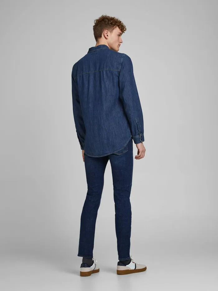 Slim Jeans JACK and JONES Mens GLENN FELIX AM 566 LID SLIM FIT JEANS Blue Blue Denim