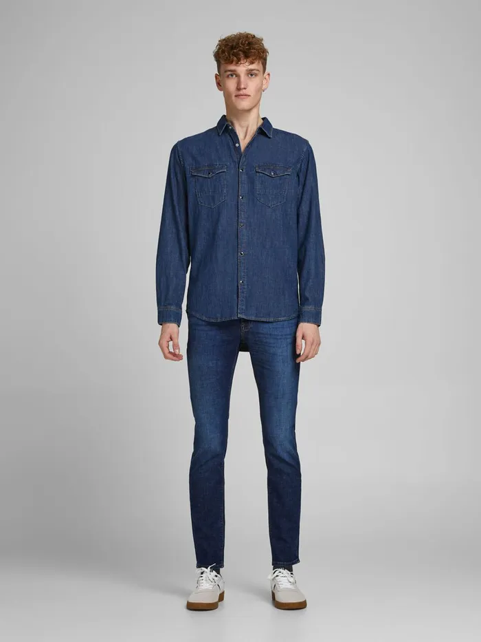 Slim Jeans JACK and JONES Mens GLENN FELIX AM 566 LID SLIM FIT JEANS Blue Blue Denim