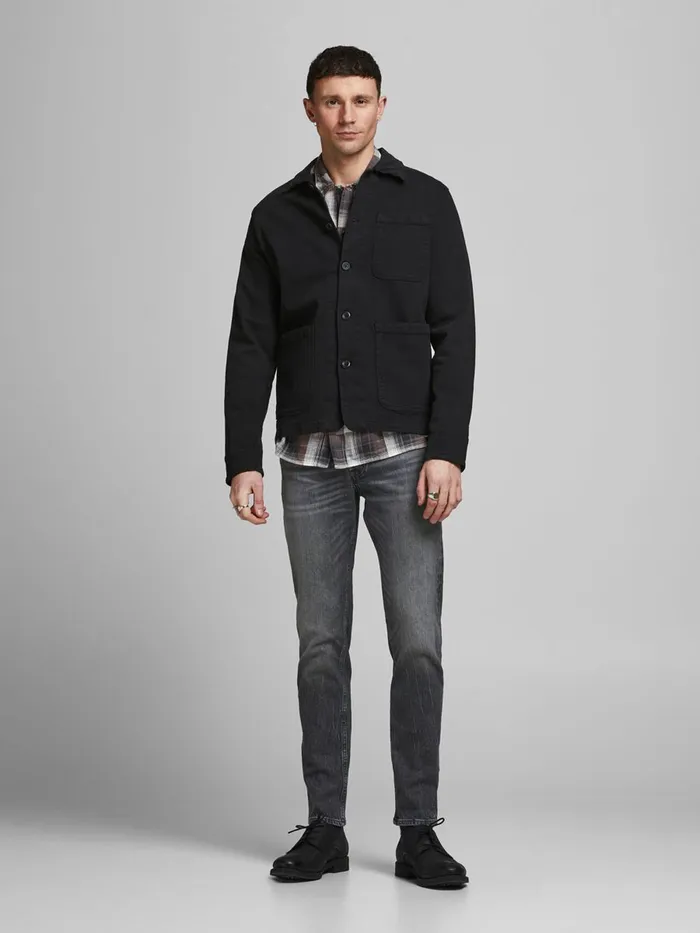 Slim Jeans JACK and JONES Mens TIM ORIGINAL CJ 515 SLIMSTRAIGHT FIT JEANS Grey Black Denim
