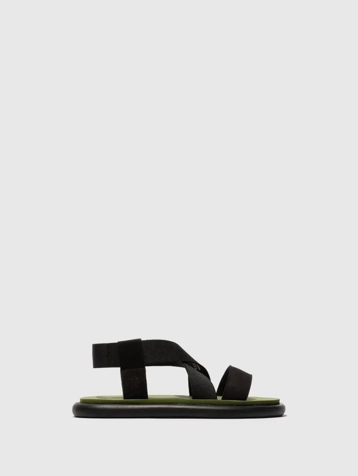 SlingBack Sandals OAKE067FLY BLACKBLACKARMY GREEN Women Fly London Sandals