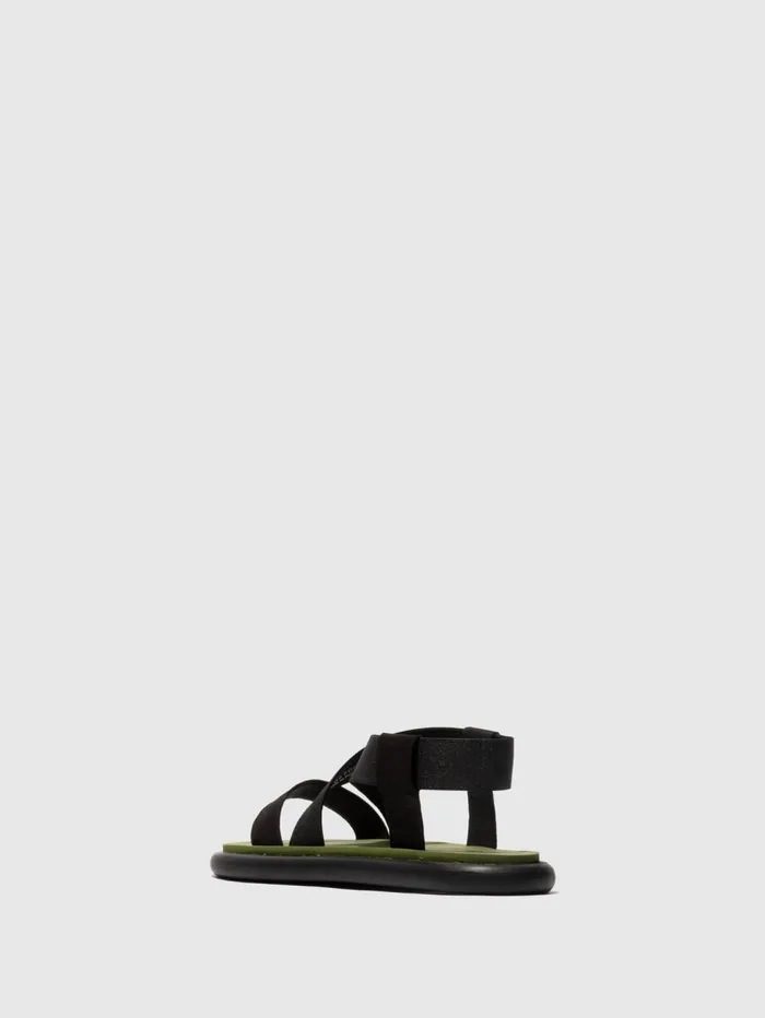SlingBack Sandals OAKE067FLY BLACKBLACKARMY GREEN Women Fly London Sandals