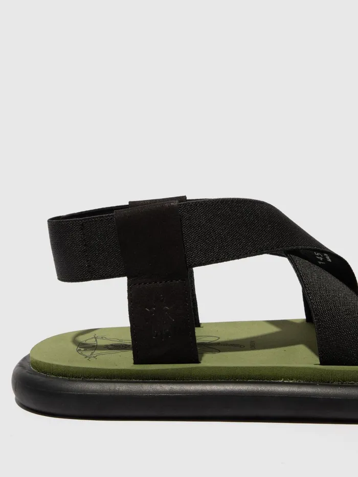 SlingBack Sandals OAKE067FLY BLACKBLACKARMY GREEN Women Fly London Sandals