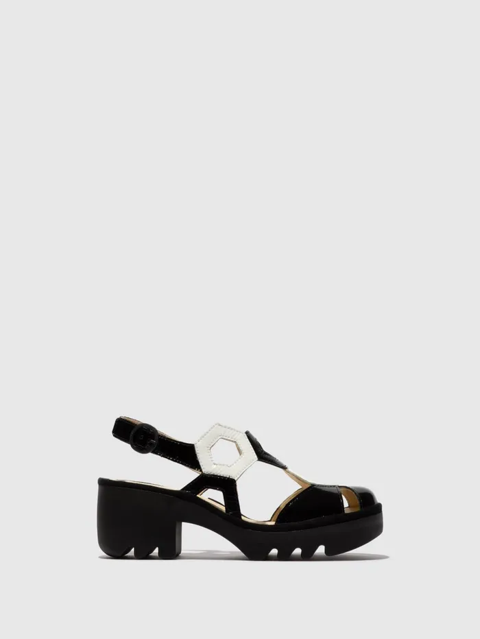 SlingBack Sandals TRUL582FLY BLACKWHITE Women Fly London Sandals