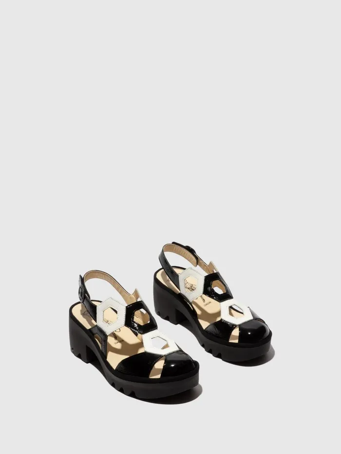 SlingBack Sandals TRUL582FLY BLACKWHITE Women Fly London Sandals