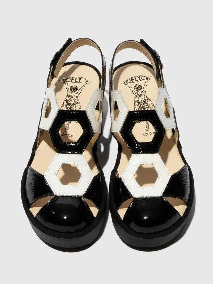 SlingBack Sandals TRUL582FLY BLACKWHITE Women Fly London Sandals