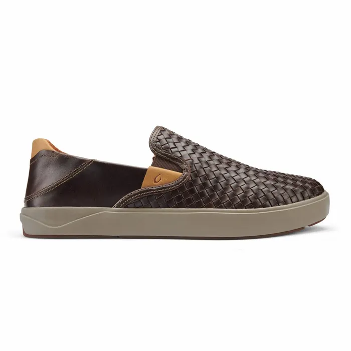 SlipOn Men Olukai Laeahi Lauhala Leather SlipOn Sneakers 8211 Dark Wood
