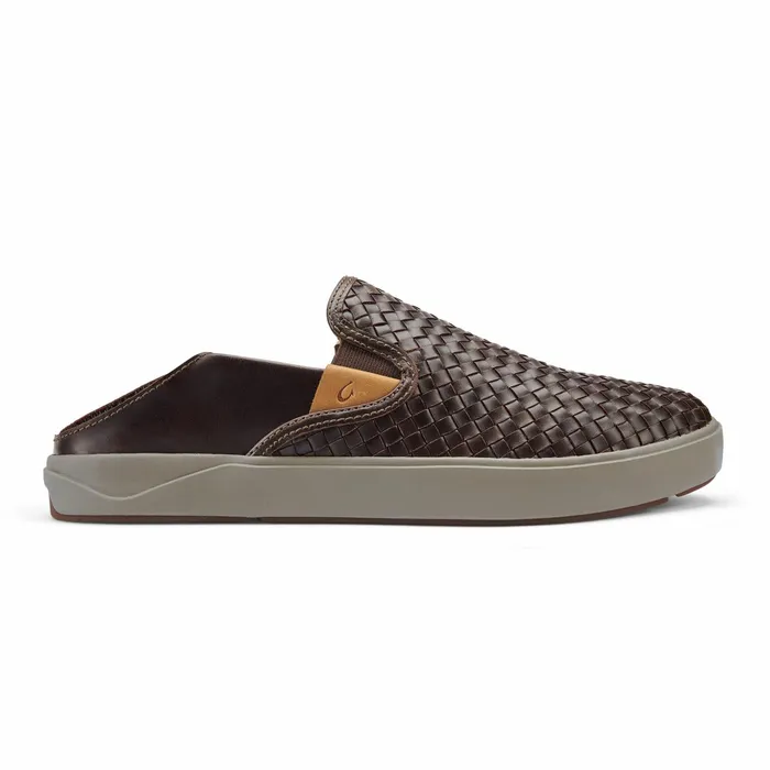 SlipOn Men Olukai Laeahi Lauhala Leather SlipOn Sneakers 8211 Dark Wood
