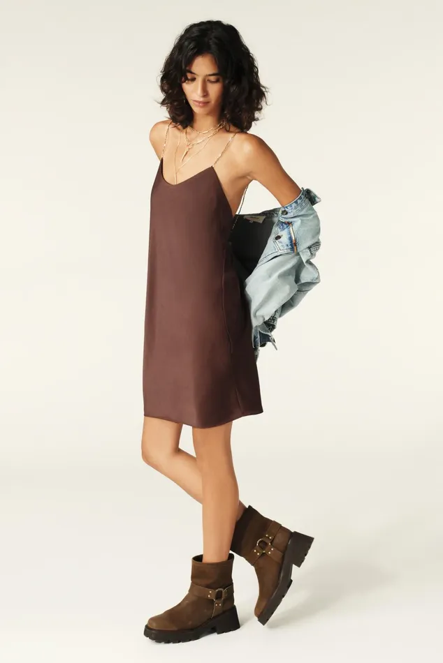 Slip Style Dress Clem Brown Women Baandsh Dresses