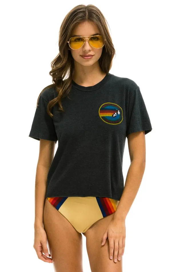 Small Logo Boyfriend Tee 8211 Charcoal Women Aviator Nation Tees