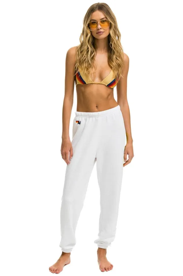 Smiley 2 Light Weight Sweatpants 8211 White Women Aviator Nation Sweatpants