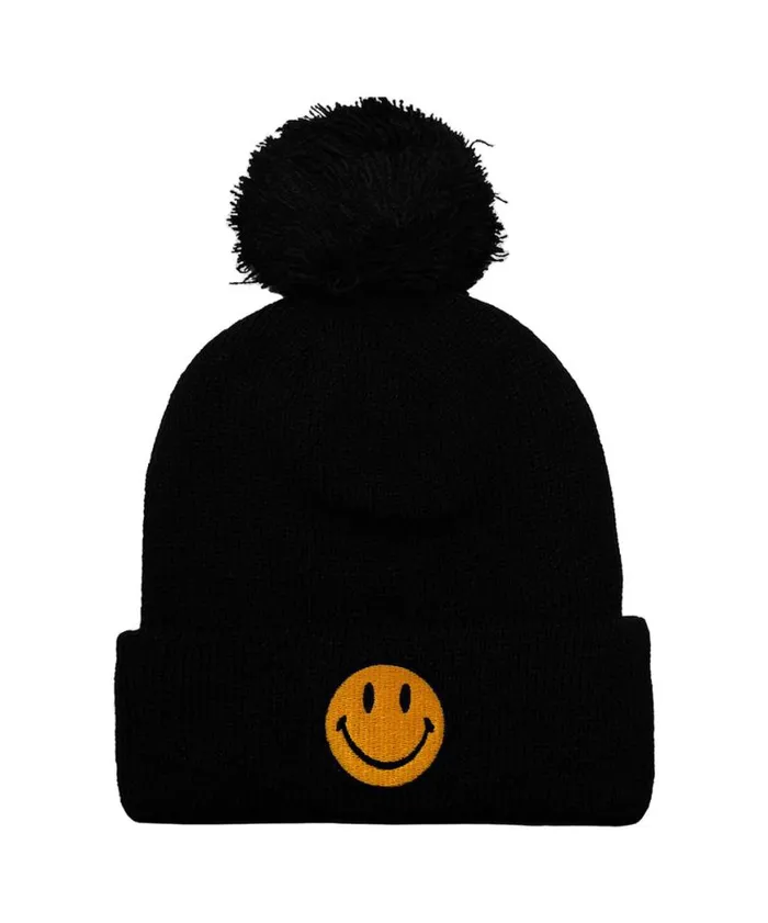 Smiley Pom Pom Rib Beanie WomenMen Aviator Nation Beanies