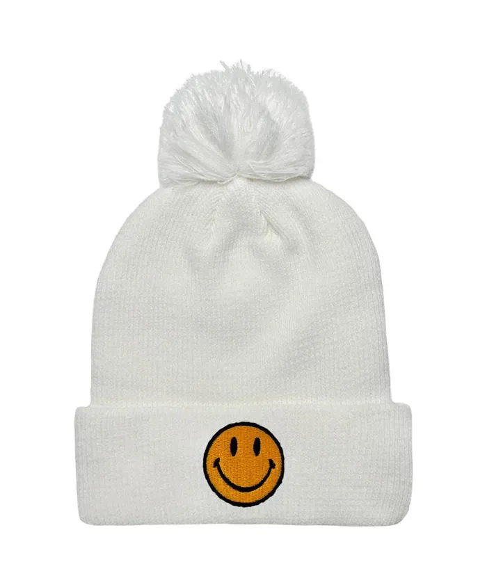 Smiley Pom Pom Rib Beanie WomenMen Aviator Nation Beanies Smiley Pom Pom Rib Beanie WomenMen Aviator Nation Beanies