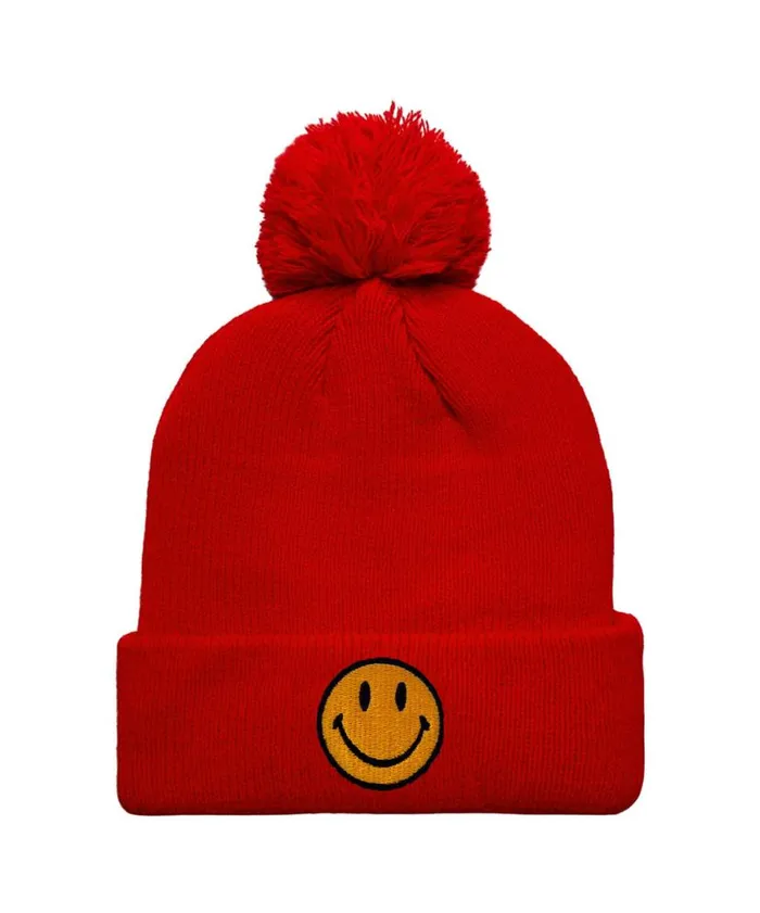 Smiley Pom Pom Rib Beanie WomenMen Aviator Nation Beanies Smiley Pom Pom Rib Beanie WomenMen Aviator Nation Beanies