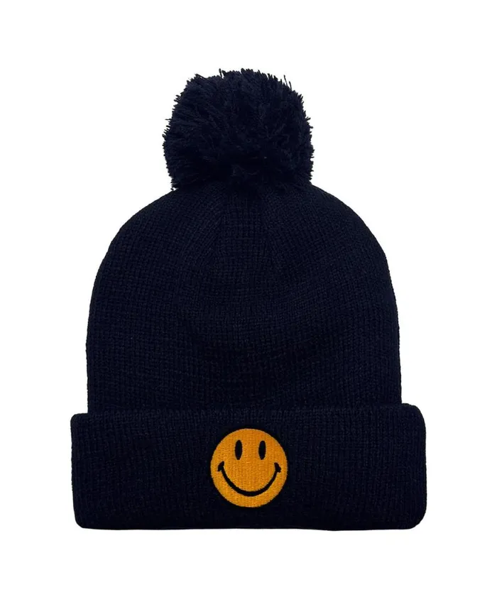 Smiley Pom Pom Rib Beanie WomenMen Aviator Nation Beanies Smiley Pom Pom Rib Beanie WomenMen Aviator Nation Beanies