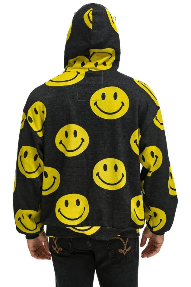 Smiley Repeat Relaxed Pullover Hoodie 8211 Black WomenMen Aviator Nation Hoodies