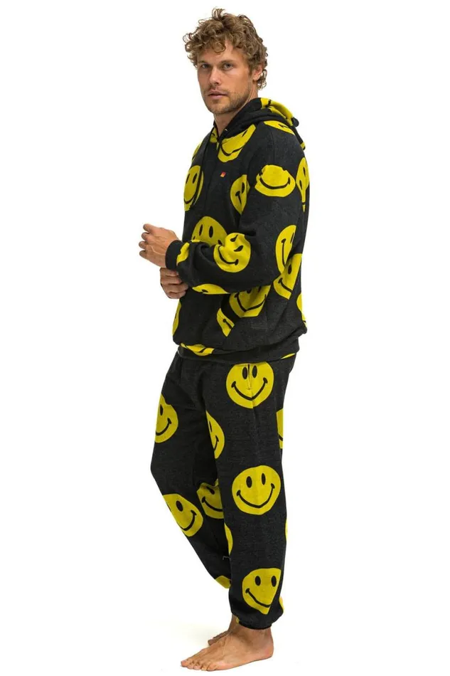 Smiley Repeat Relaxed Pullover Hoodie 8211 Black WomenMen Aviator Nation Hoodies