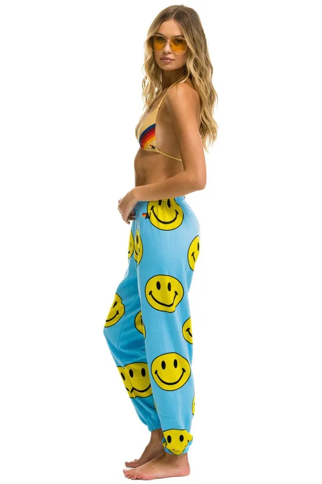 Smiley Repeat Sweatpants 8211 Sky Women Aviator Nation Sweatpants
