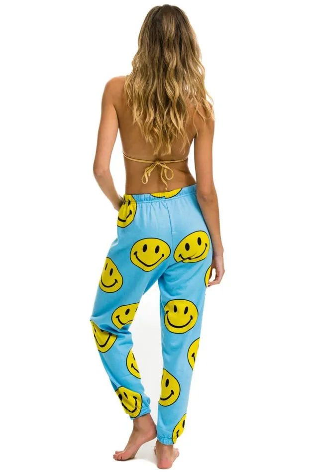 Smiley Repeat Sweatpants 8211 Sky Women Aviator Nation Sweatpants