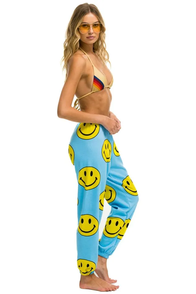 Smiley Repeat Sweatpants 8211 Sky Women Aviator Nation Sweatpants