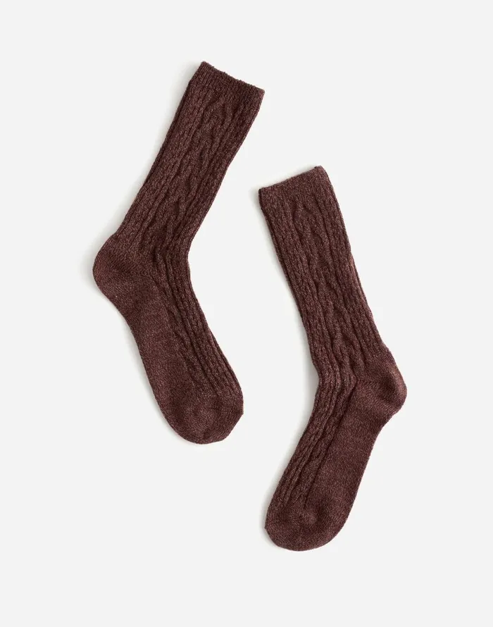 Socks Women Madewell CableKnit Trouser Socks Dark Carob