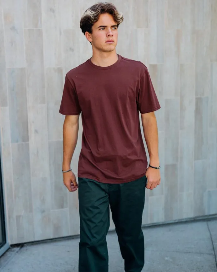 Solid Short Sleeve Tee 8211 Merlot Mens Volcom TShirts and Tanks