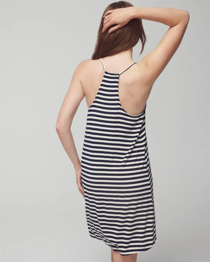 Soma Cool Nights Strappy Sleepshirt Capri Stripe H White Smk Women Sleepshirts