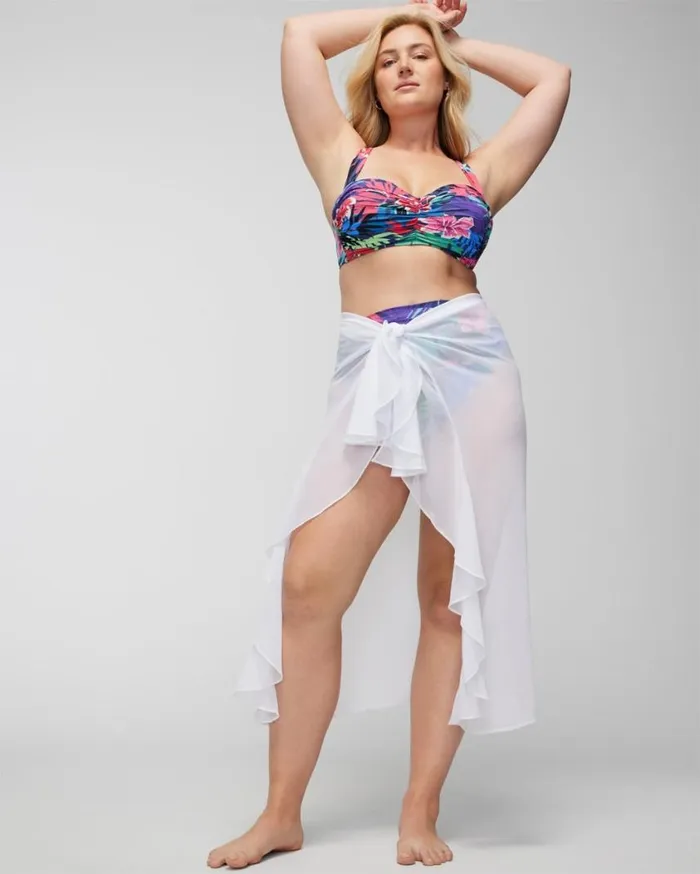 Soma Gypset Chiffon Ruffle Pareo White Women Swim