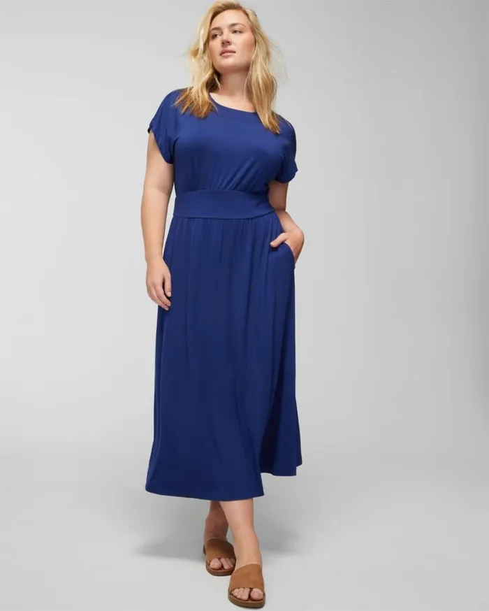 Soma Soft Jersey Classic Crewneck Midi Bra Dress True Blue Women Midi Dresses Soma Soft Jersey Classic Crewneck Midi Bra Dress True Blue Women Midi Dresses