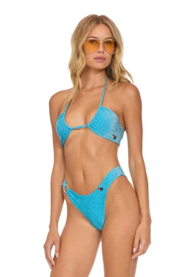 Sparkle Gypsy Ring HiCut Full Coverage Bikini Bottoms 8211 Sky Women Aviator Nation Swim Bottoms